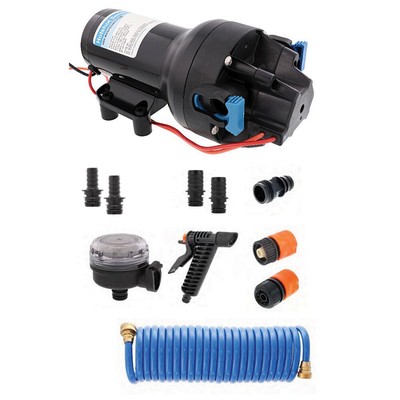 Jabsco Hotshot HD Ganzwäsche 12V 5GPM 70PSI Pumpe Set 25' Schlauch Spule