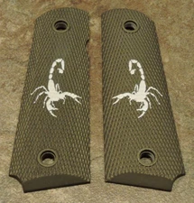 1911 GRIPS - SCORPION - BURNT BRONZE/WHITE - .45, AMBI, FULL SIZE, CUSTOM