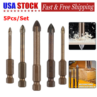 5PCS 3-8mm Efficient Drilling Tool Set Cross Drill Bit for Concrete Ceramic Tile