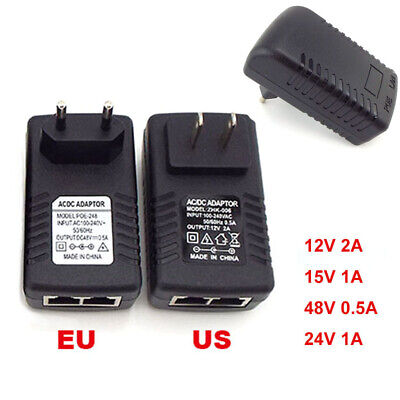 48V-0.5A EU US Wall Plug POE Injector Ethernet Adapter Camera Phone Power  Supply