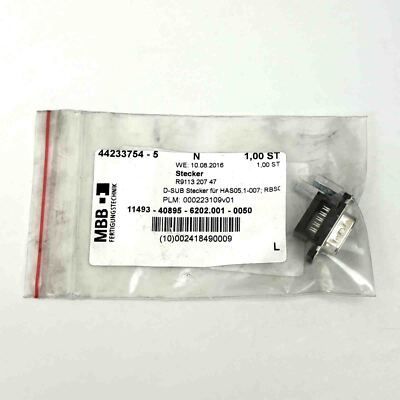 D-SUB R9113 207 47 MBB Stecker 9pol. für HAS05.1-007 RBSC (VE 9Stk.), unused/OVP