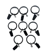 8 Pack - Quiet Smooth 1.25" Curtain Rings w/ Clips & Eyelets 1200758 - New