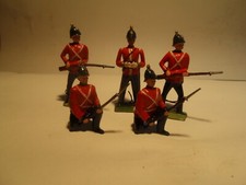 FIVE Vintage British Solid Lead Soldier Hand Painted As Pictured