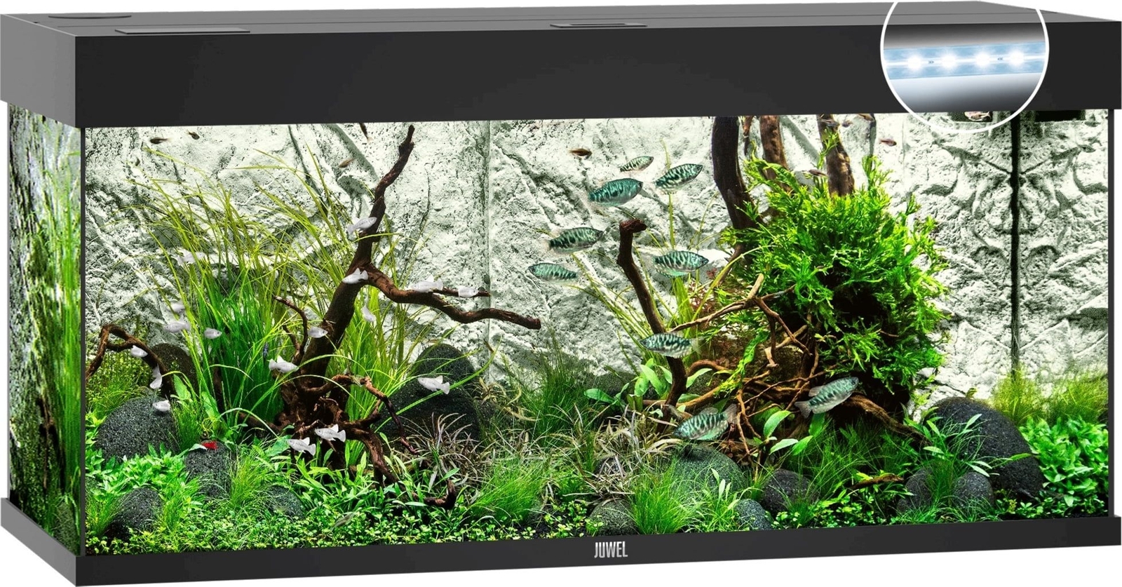 ACQUARIO JUWEL Rio 180 Led In Vetro Completo  101 x 41 x 50 cm  NERO