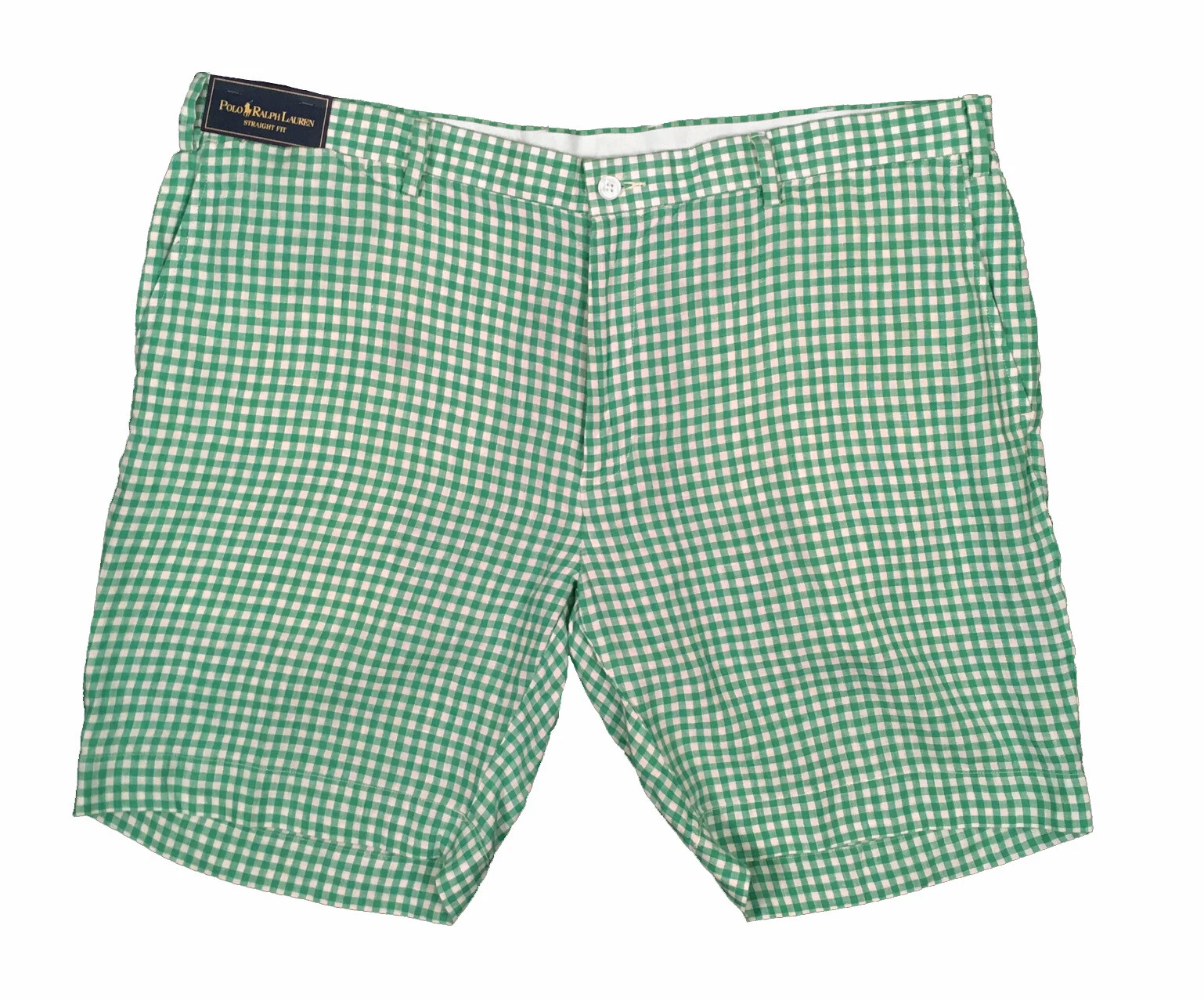 NEW Vintage Polo Ralph Lauren Linen Shorts! 38 Green & White Gingham