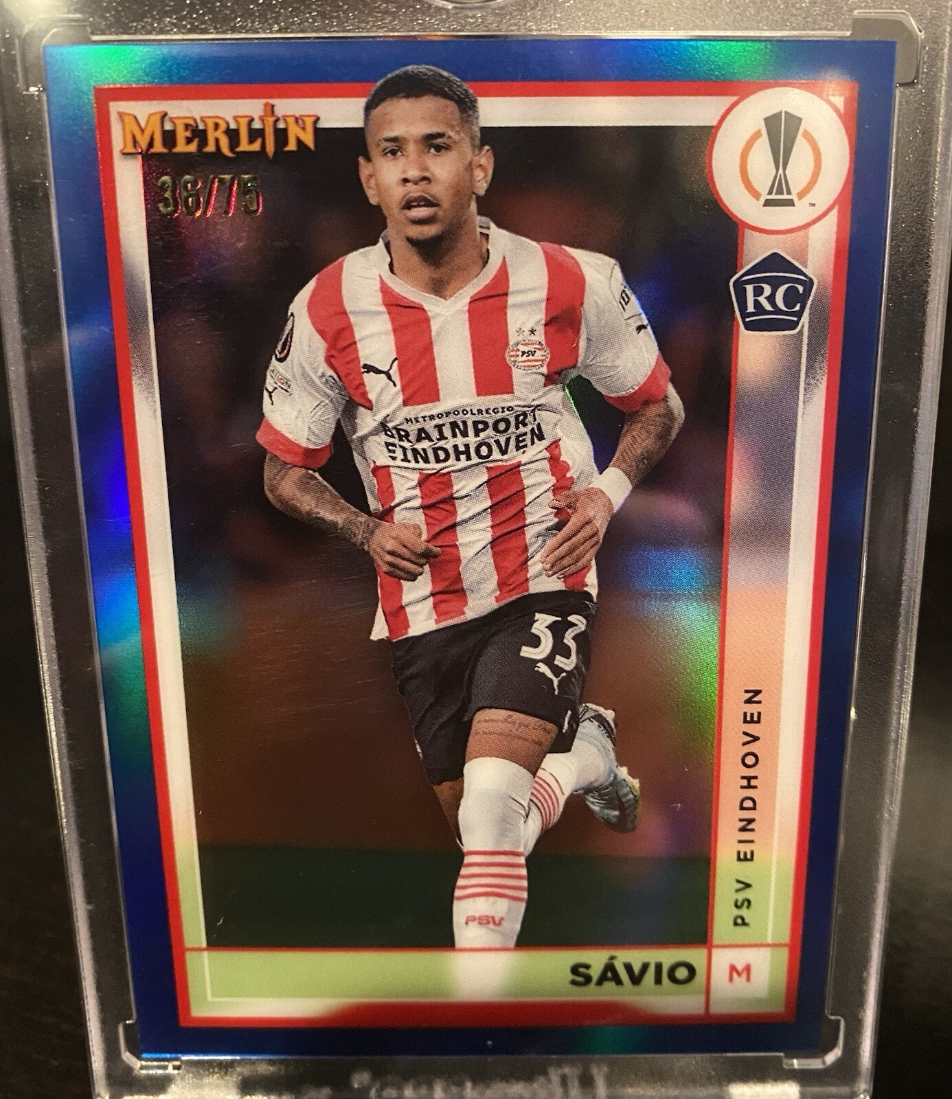 2022-23 Topps Merlin UEFA Club Competitions - Refractor #109 Savio (RC) Blue /75