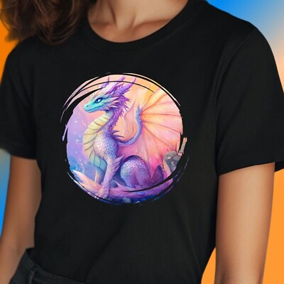 T-Shirt Frauen Pastell Gothic Drache Motiv Baumwolle Größe S bis 3XL