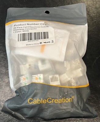 20 Pack Cat 6 Keystone Module Unshielde Connector White -A0023