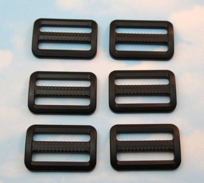 BLACK 1.5'' HD ''GRIPPING'' WEBBING SLIDES - ADJUSTERS ~ 1-1/2'' 6 Pack