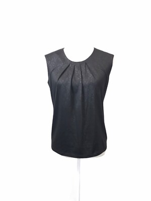 Covington Essentials Womens Size S Black Floral Pleated Neckline Sleeveless Top
