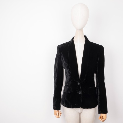 DOLCE&GABBANA klassischer einreihiger Slim-Fit Blazer Damen Samt schwarz S - Bild 1 von 19