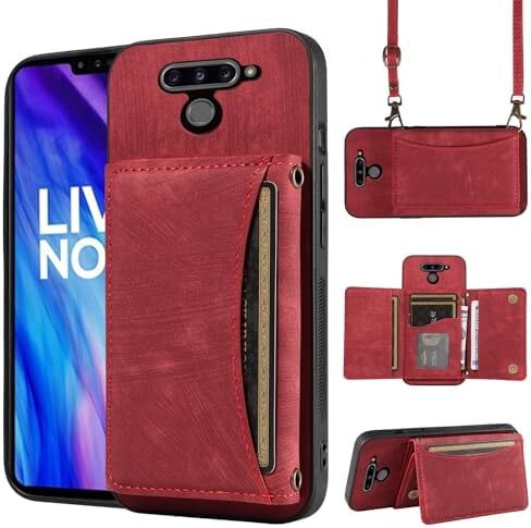 LG V40 ThinQ Wallet Phone Case with Crossbody Strap & Leather Design  