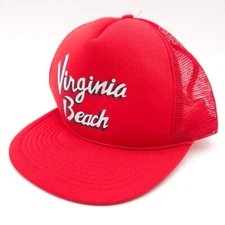 Vintage Virginia Beach Snapback Rope Mesh Trucker Hat Mohr's Red Ball Cap