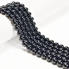 Natural Black Tourmaline Smooth Round Beads 4mm 6mm 8mm 10mm 12mm 14mm 15.5"Strd