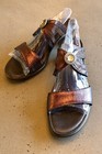 Naot Metallic Brown Leather Cutout Jewel Slide Wedge Heel Sandals Size 40/9 NEW!