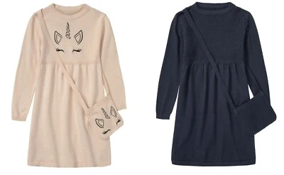 lupilu® Kleinkinder Strickkleid mit Umhängetäschchen Kleid Baumwolle Kleidchen