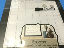 Quartet Magnetic Dry Erase Calendar 14x14 Black Wood Frame