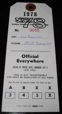 1978 Baseball LA Dodgers Stadium National League Championship Press Pass Ticket