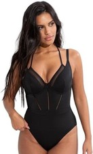 Pour Moi BLACK Sydney Double Strap Control 1-Piece Swimsuit, US 34G, UK 34F