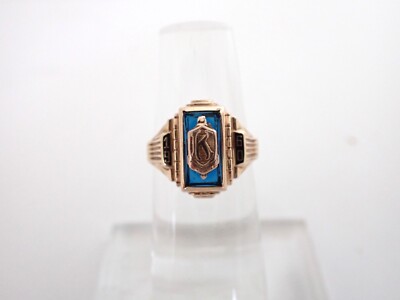 Vintage 10K Yellow Gold Class Ring 1960 Initial K Marked LGB Size 