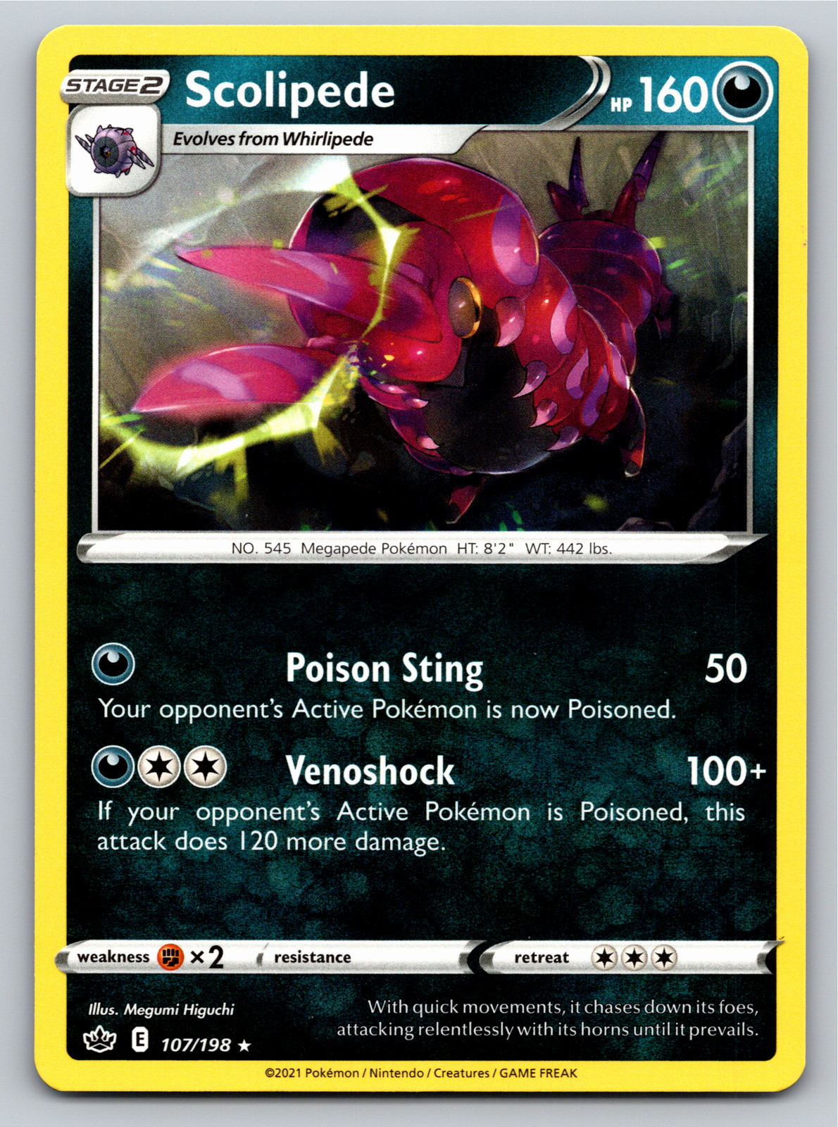Scolipede 107/198 Rare Chilling Reign Pokemon Card - NM Near Mint