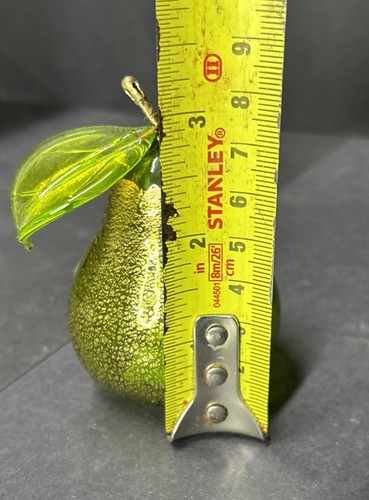 Murano Glass Green Pear Gold Flecked Fruit Ref#23 - Picture 8 of 8