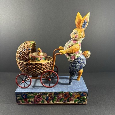 Jim Shore  You re a Good Egg  Heartwood Creek Bunny Pushing Baby Stroller 2004