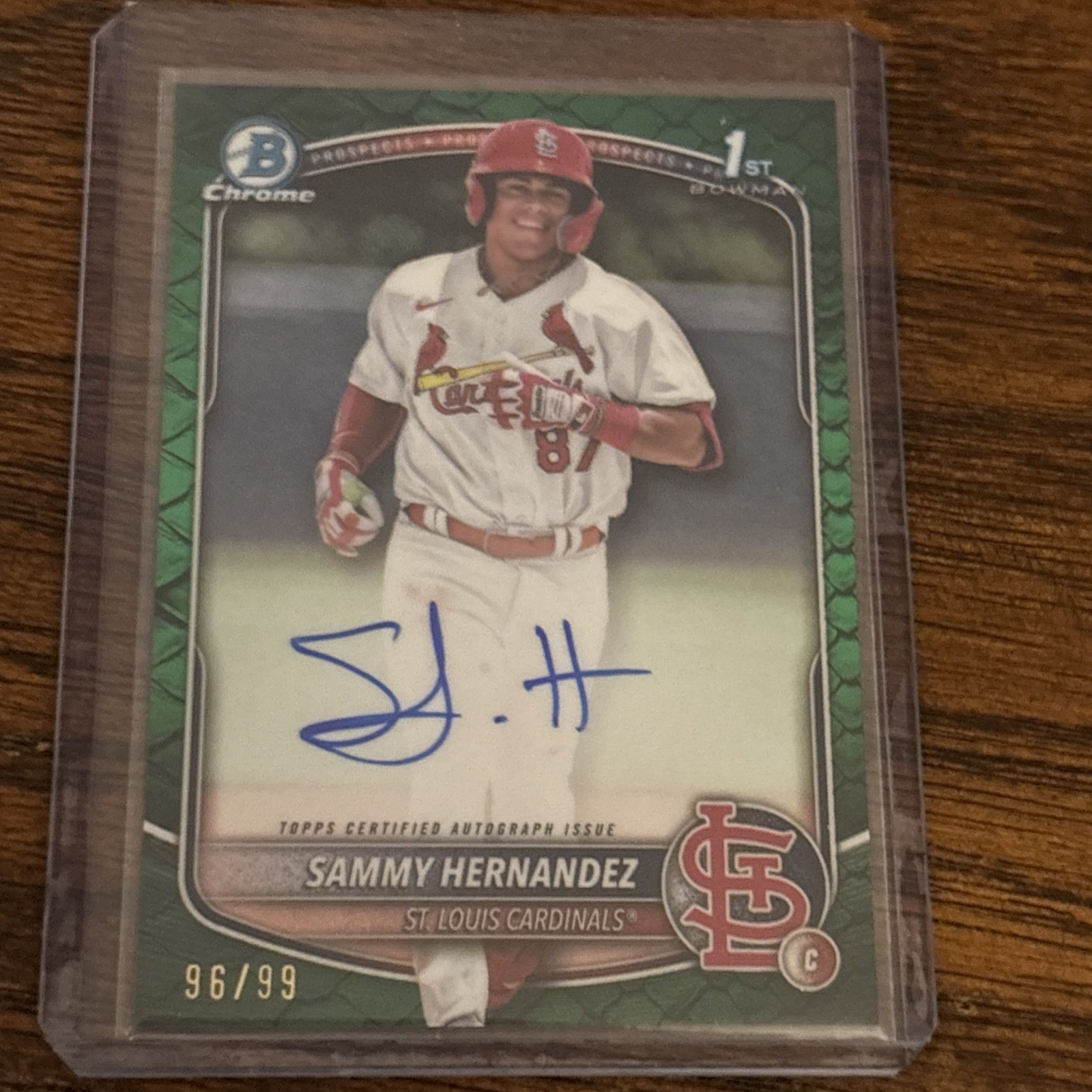 SAMMY HERNANDEZ 2025 BOWMAN CHROME 1ST GREEN REPTILIAN AUTO /99 Q2864