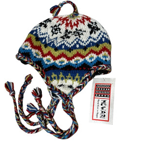 NWT VINTAGE NEWARI ICELANDIC Design Wool Beanie Earflap Nepal Knit Lined Hat Newari Icelandic Design Beanie Hat Nepal 100% | Mercari main image 4