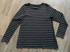 J. Jill Long Sleeve Crew Neck Tee 100% Pima Cotton Black White Striped Medium