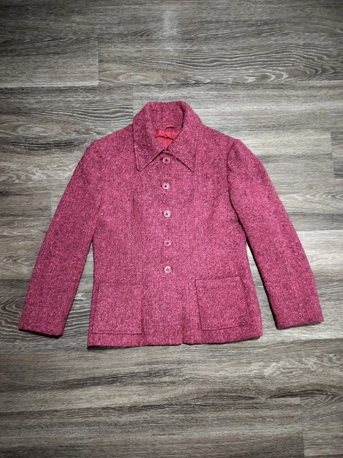 VINTAGE Colette Modes Dublin DONEGAL Handwoven Tweed Jacket - 100% Pure Wool S,