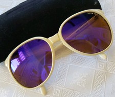 Vintage Uvex 63 Sunglasses Italy White Frames Polarize Iridescent Snow Lens