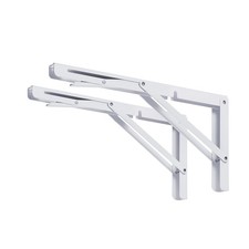 2 PCS 8 Inch White Folding Shelf Brackets Heavy Duty Table Bench 220 lb Load