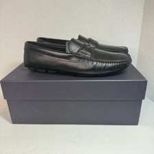 PRADA Leather Driving Loafer 2DD158 Black 7.5 US 8.5 Slip On Penny Excellent