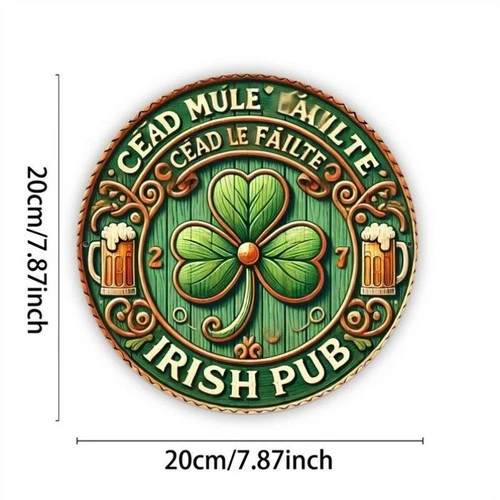Room Decor Round Vintage Irish Pub Tin Metal Sign Wall Art 8x8