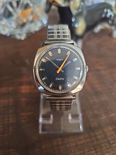 Vintage Timex Electric Blue Dial Men's Watch Orange Seconds Hand Parts or Repair