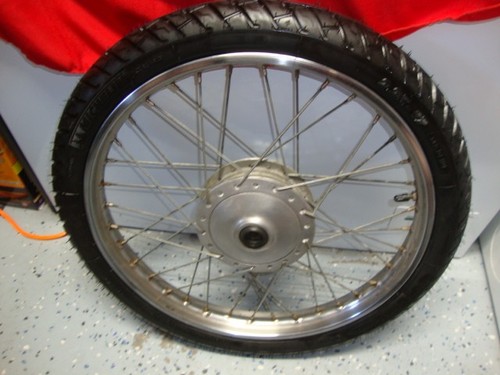 Honda CM 90, 1966-1968 Front wheel and tire,2.25X17" Michelin, Used.