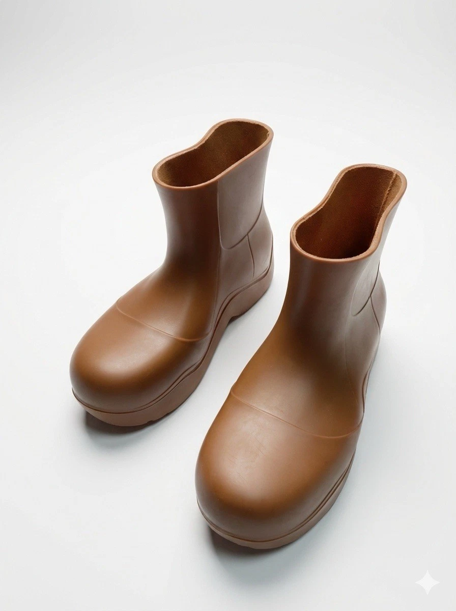 Bottega Veneta Brown Puddle Boots Iconic Rubber Ankle Boots Size