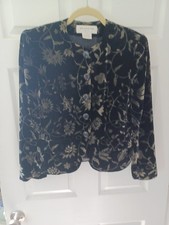 JONES NEW YORK Black Velour Button Blazer Jacket. Paisley SIZE 6 Petite