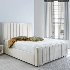 Harper Bed Frame with Ottoman Storage and Mattress Upholstered Plush Velvet
