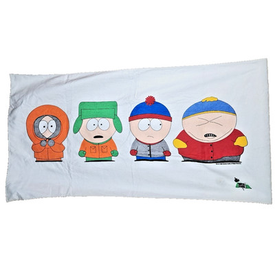 Vintage 90s South Park Gang Beach Towel Comedy Central White Cartman Kenny Kyle