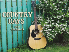2027 Country Days Current Wall Calendar 12" x 9", closed; 12 x 18", open spiral