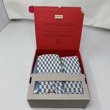 NIB Hunter Original Tall Boot Socks Size Medium Blue/white Cable Stitch Brick