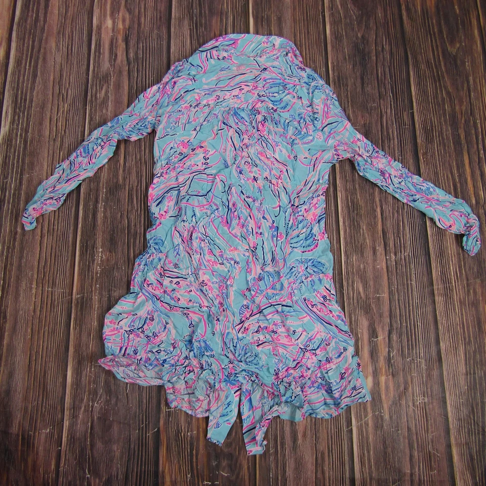 Lilly Pulitzer Natalie Coverup Mujer XS Bayside Azul Bajo la Luna Playa Nadar Foto 4 de 4