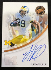LEON HALL 2007 Press Pass Authentics Bronze Rookie Card RC AUTO Michigan. rookie card picture