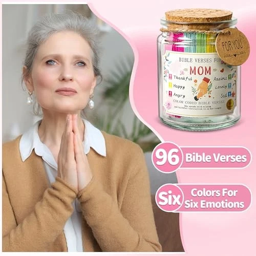 Tarro de versículos bíblicos para mamá, versículos bíblicos en un tarro para emociones bíblicas tarro para mamá Foto 4 de 4