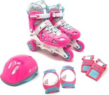 Chicago Skates Deluxe Kids' Quad Roller Skate Combo Set - Pink/White