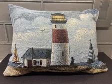12x8 Lighthouse Keeper Pillow Ocean Sailboat Lighthouse Seagull Tapestry