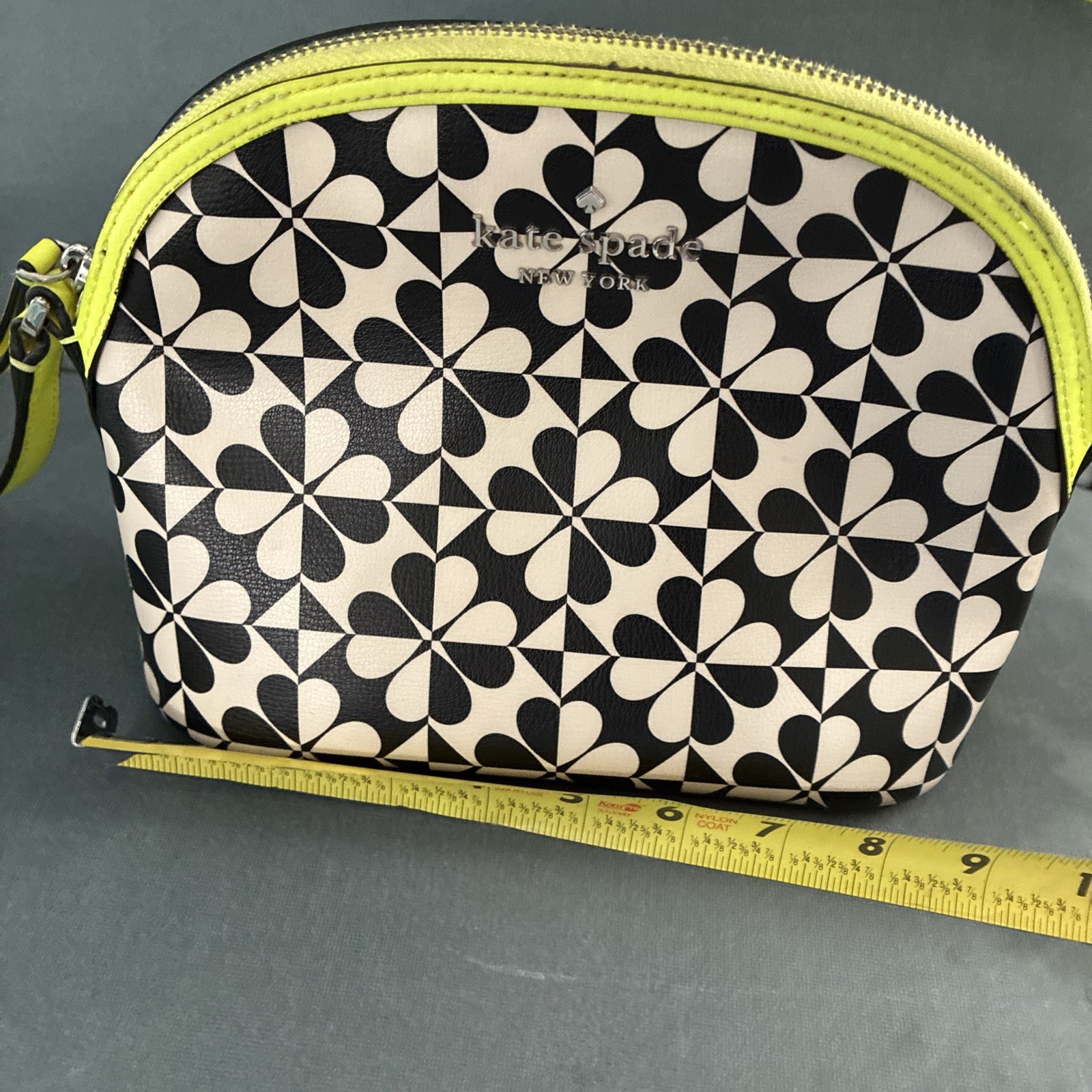 KATE SPADE HOLLIE GEO CLOVER DOME CROSSBODY  HANDBAG YELLOW BLACK WHITE thumbnail 14
