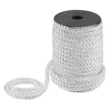 22 Yards Soft Twisted Rope Trim, 8mm White Polyester Cord for DIY Craft
